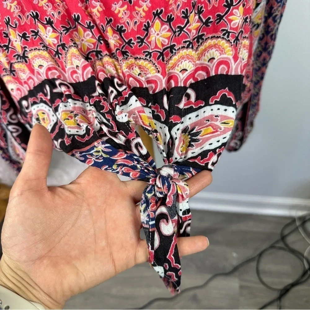 Free People Boho Tribal Pattern Blouse sz L